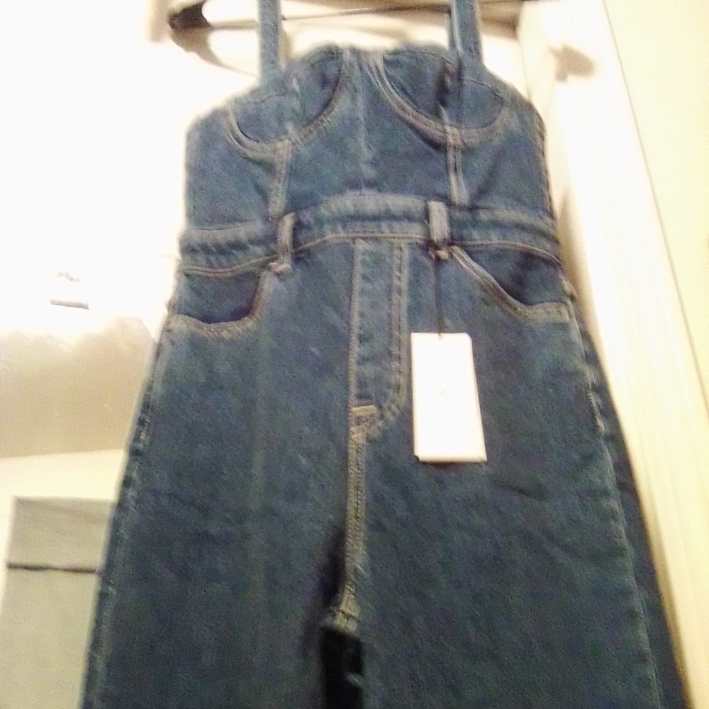 7 For All Mankind Deep Blue Denim Jumpsuit